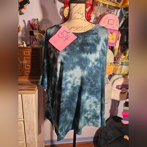 Over Sized Ahm & Ahm Blue Tie Dye Stretch T Shirt  Size Large